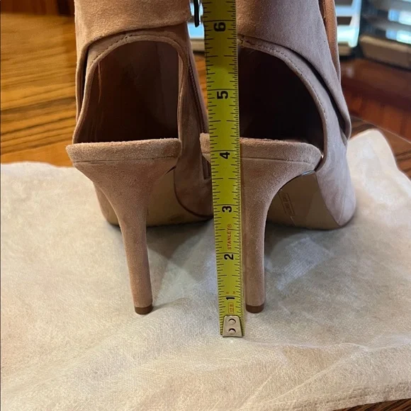 Vince Camuto Tan Suede Peep-Toe Heeled Boots - Picture 7 of 9